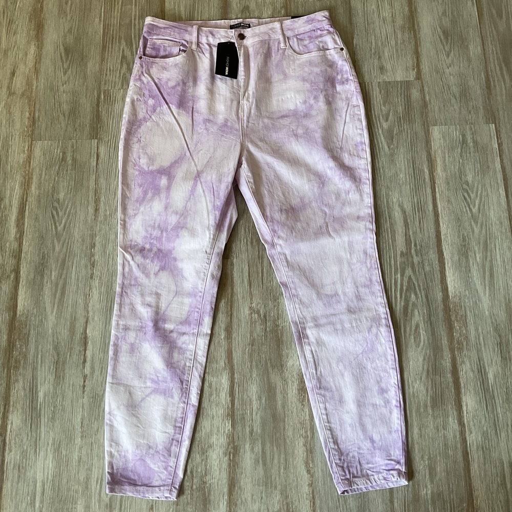 Fashion Nova Purple Tie-Dye Skinny Pants